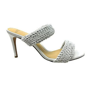 Alexandre Birman Womens Alessia Leather White Braided Mule Sandals Size 38